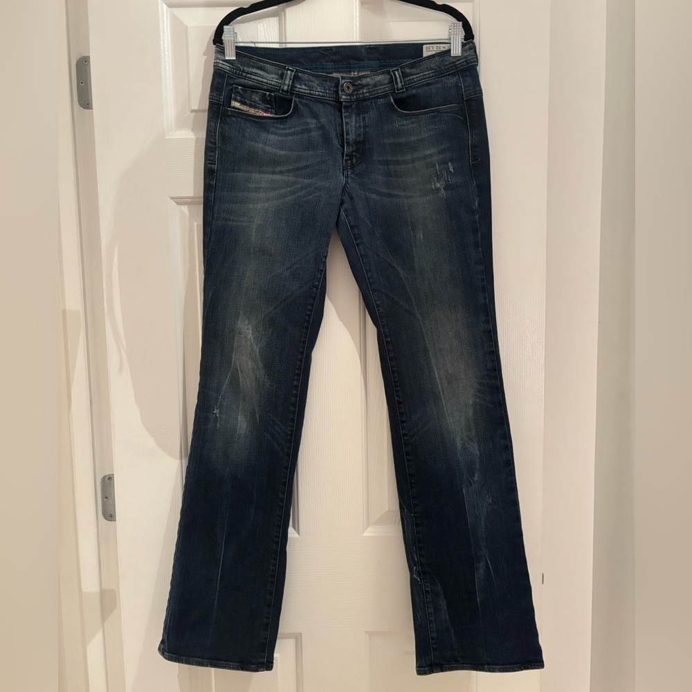 Rare vintage Y2K Diesel X Adidas low-rise boot-cut jeans - 32” X 32” (8-10)